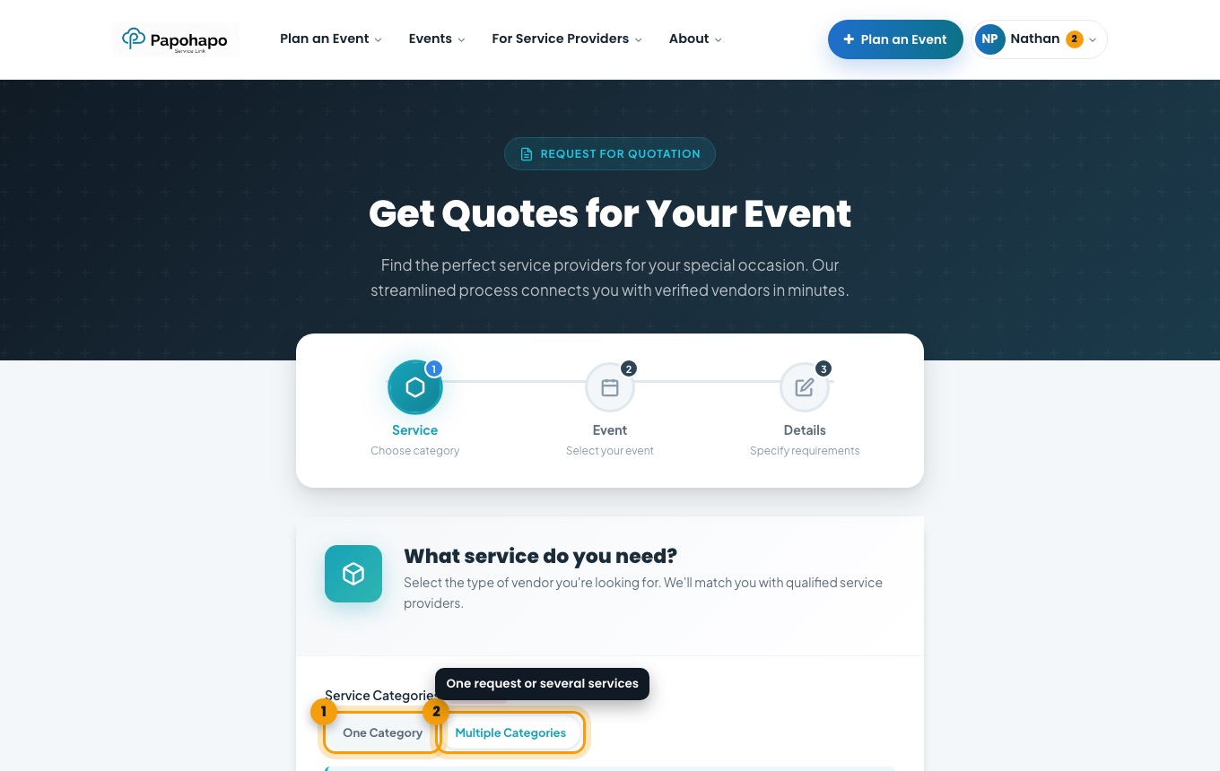 Step 1 of Get Quotes.