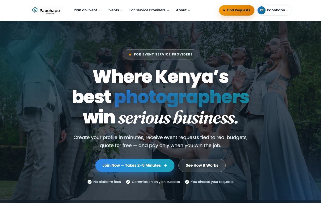 The Become a Service Provider page.