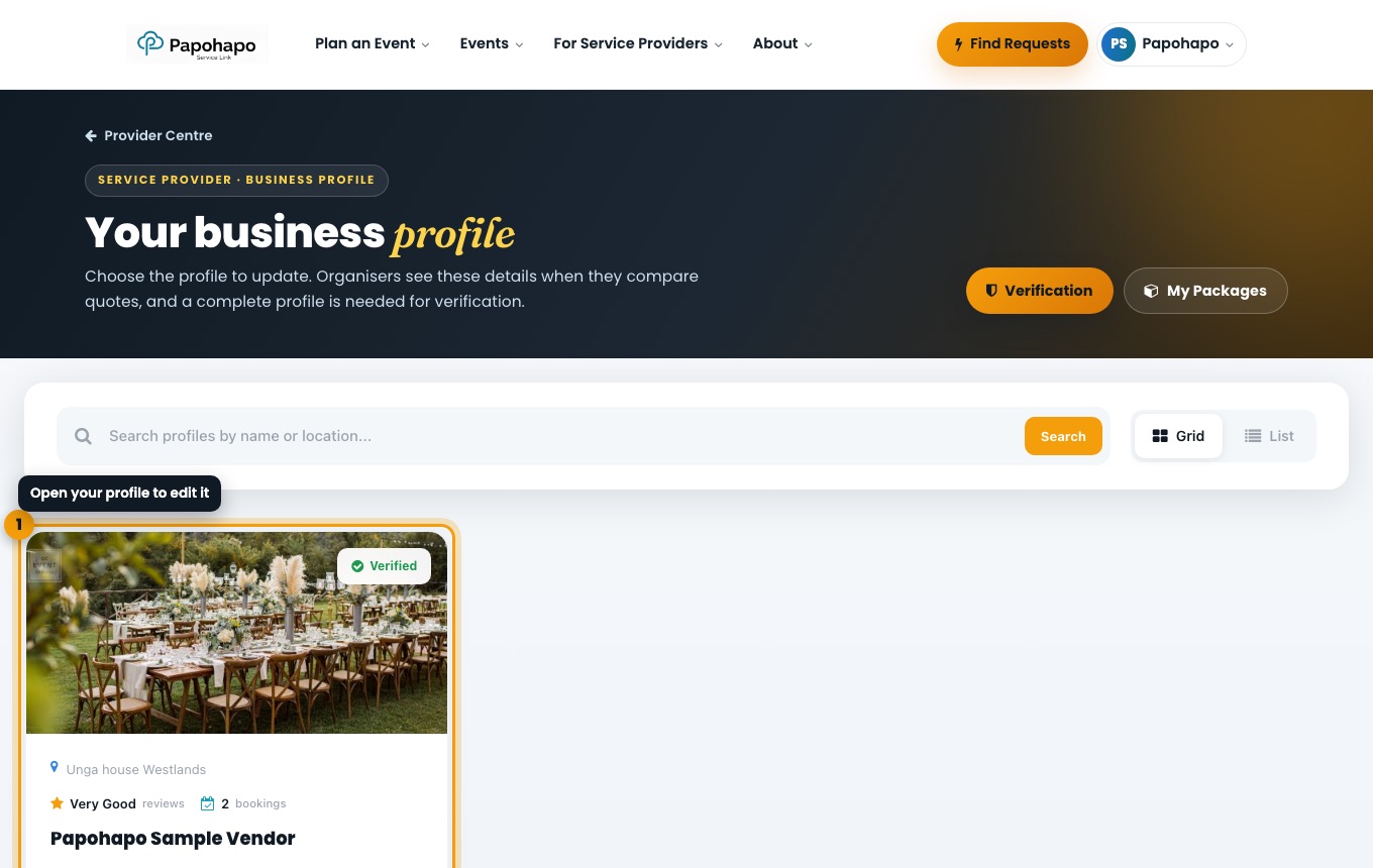 Your business profile.