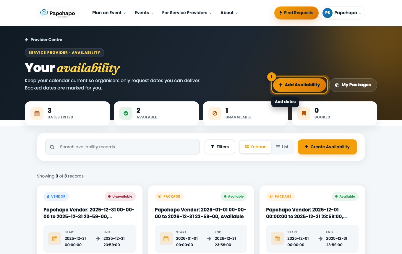 Your availability.