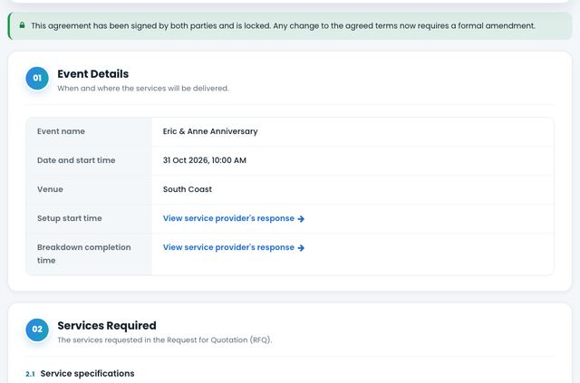 A signed Papohapo service agreement