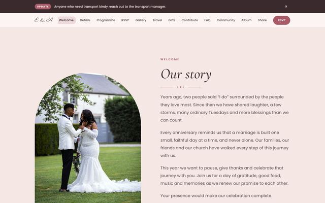 An event page designed in Papohapo Event Page Studio